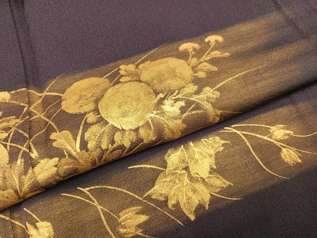 平和屋着物○訪問着 手描き 草花文 金彩 正絹 逸品 未使用 AABB1486ph