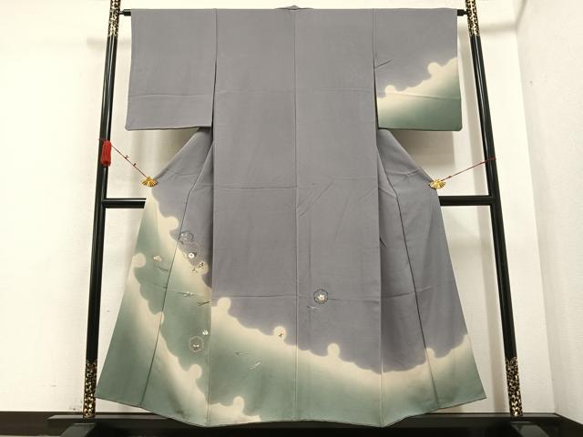 平和屋着物●訪問着　刺繍　雪輪草花文　正絹　逸品　AABB1487ph