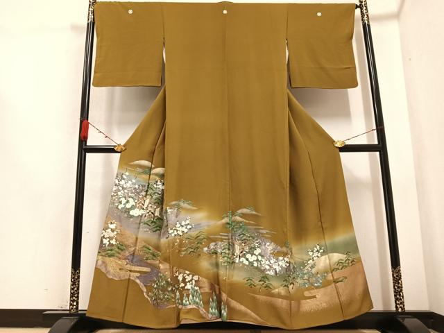 平和屋着物●豪華色留袖　手描き　松竹梅御所車文　暈し染め　金彩　正絹　逸品　AABB1499ph