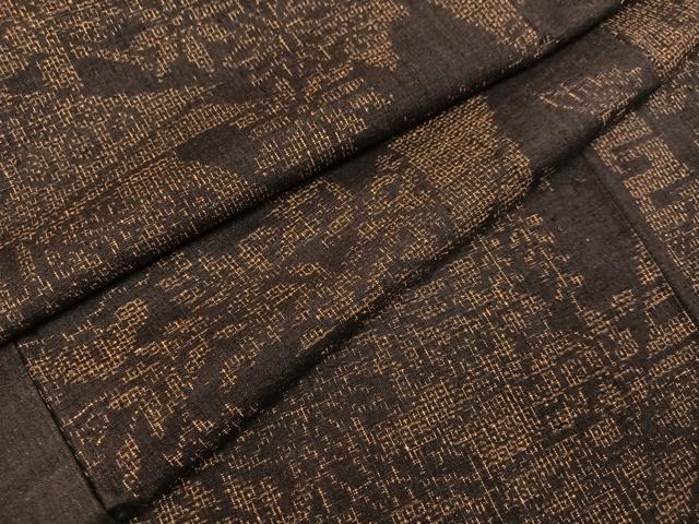 平和屋着物●本場結城紬　重要無形文化財　御所車草花文　正絹　逸品　未使用　AABB1513ph