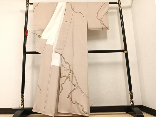 平和屋着物○訪問着 手描き 幾何学文様 金彩 正絹 逸品 未使用 AABB1517ph