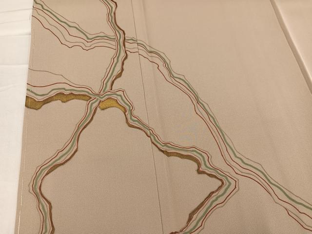 平和屋着物○訪問着 手描き 幾何学文様 金彩 正絹 逸品 未使用 AABB1517ph