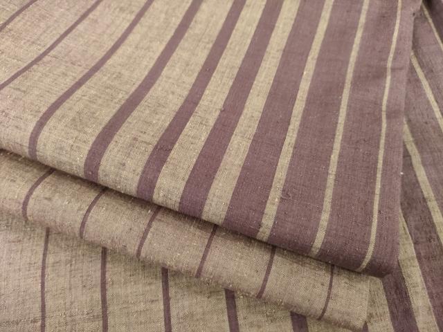 平和屋着物●本場結城紬　重要無形文化財　間道　正絹　逸品　AABB1966ck