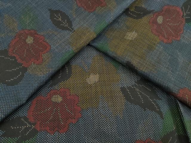 平和屋着物●本場大島紬　一元絣　草花文　正絹　逸品　AABB1972ck