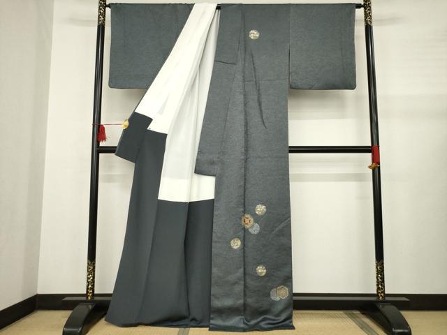 平和屋着物○訪問着 駒刺繍 花丸文 金銀彩 正絹 逸品 AABB1996ck