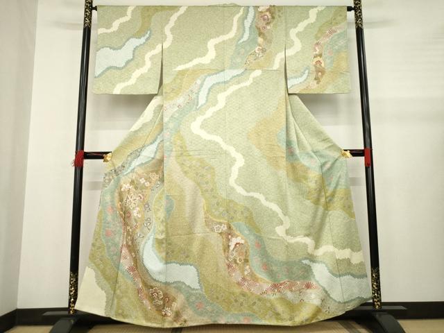 平和屋着物●訪問着　道長更紗花文　金彩　正絹　逸品　AABB1999ck