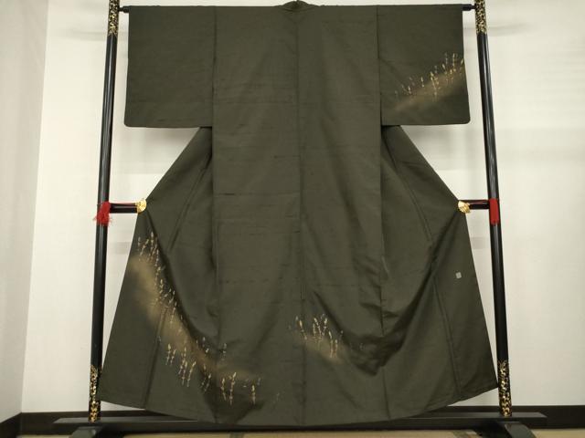 平和屋着物●訪問着　作家物　紬地　土筆　金彩　正絹　逸品　AABB2005ck
