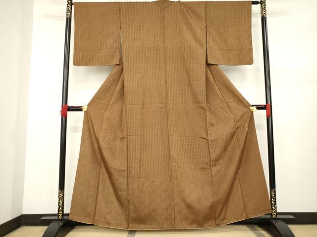 平和屋着物●二代目 川村久太郎　訪問着　紬地　花唐草文　正絹　逸品　AABB2022ck