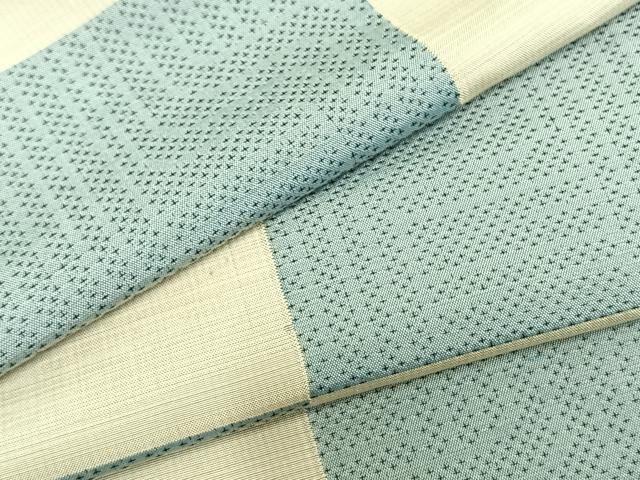 平和屋着物▽上質な紬　単衣　市松文様　正絹　逸品　AABB2083fy