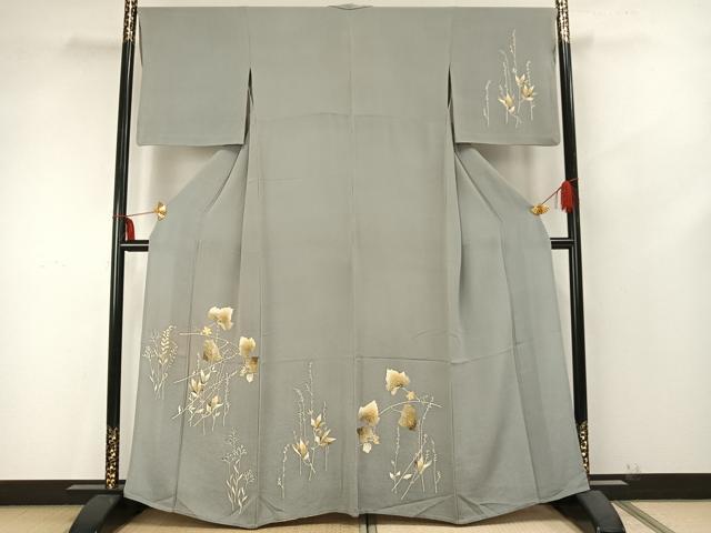 平和屋着物▽訪問着　単衣　蔦の葉文　正絹　逸品　AABB2106fy