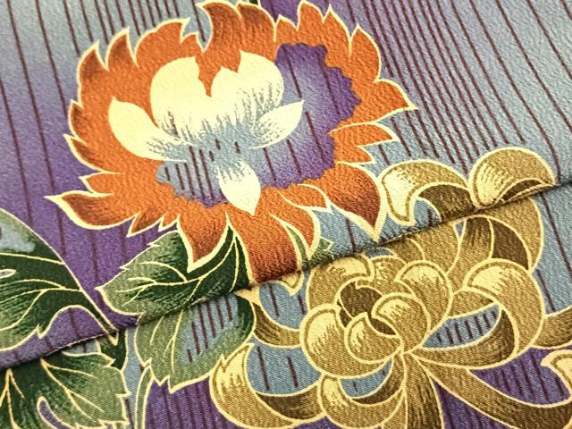 平和屋着物▽小紋 単衣 草花文 暈し染め 洗える着物 AABB2112fy