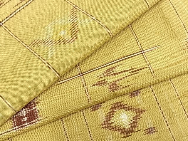 平和屋着物▽上質な紬　単衣　琉球絣　正絹　逸品　AABB2129fy