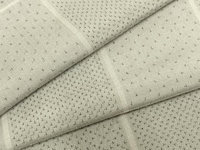 平和屋着物▽上質な紬　単衣　格子　正絹　逸品　AABB2134fy