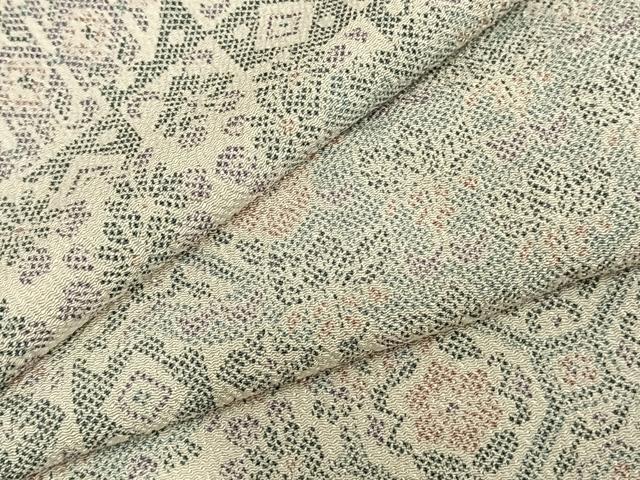 平和屋着物▽小紋　単衣　切嵌花文　洗える着物　AABB2173fy