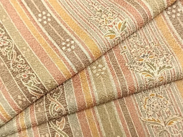 平和屋着物▽小紋　単衣　草花間道　洗える着物　AABB2174fy