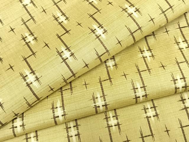 平和屋着物▽上質な紬　単衣　十字絣文様　正絹　逸品　未使用　AABB2199fy