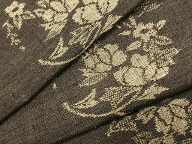 平和屋着物▽上質な紬　単衣　草花丸文　正絹　逸品　AABB2203fy