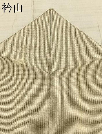 平和屋着物▽本塩沢 単衣 丸文 縞 反端付き 正絹 逸品 AABB2229fy