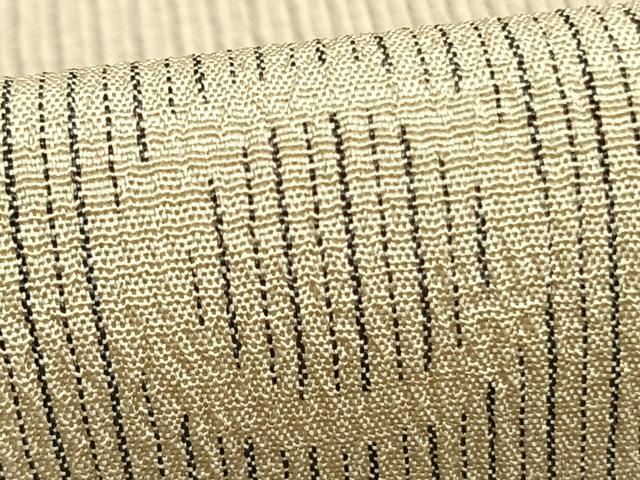 平和屋着物▽本塩沢 単衣 丸文 縞 反端付き 正絹 逸品 AABB2229fy