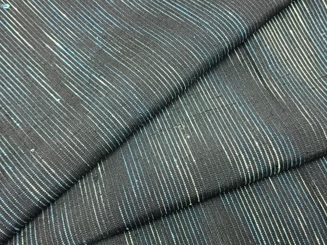 平和屋着物▽上質な紬　単衣　幾何学文様　正絹　逸品　AABB2243fy