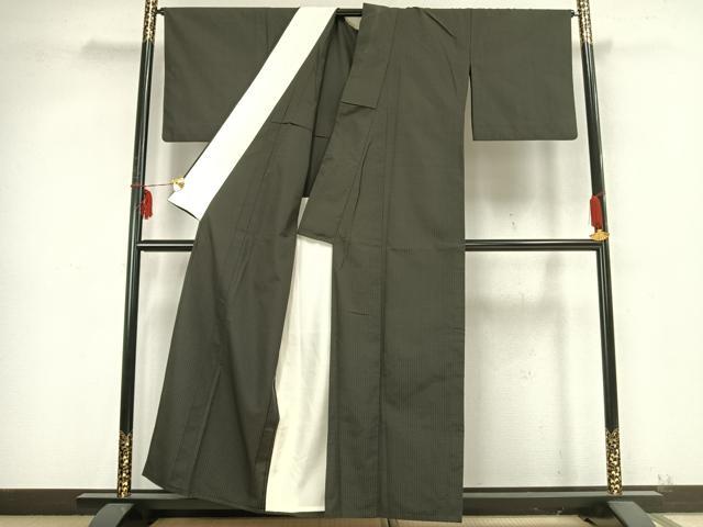 平和屋着物▽上質な色無地　単衣　吉野間道　藍媚茶色　正絹　逸品　AABB2244fy 平和屋着物▽上質な色無地 単衣 吉野間道 藍媚茶色 正絹 逸品
