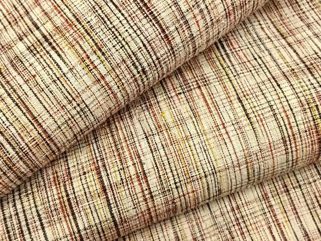 平和屋着物▽上質な紬　単衣　格子　正絹　逸品　AABB2247fy