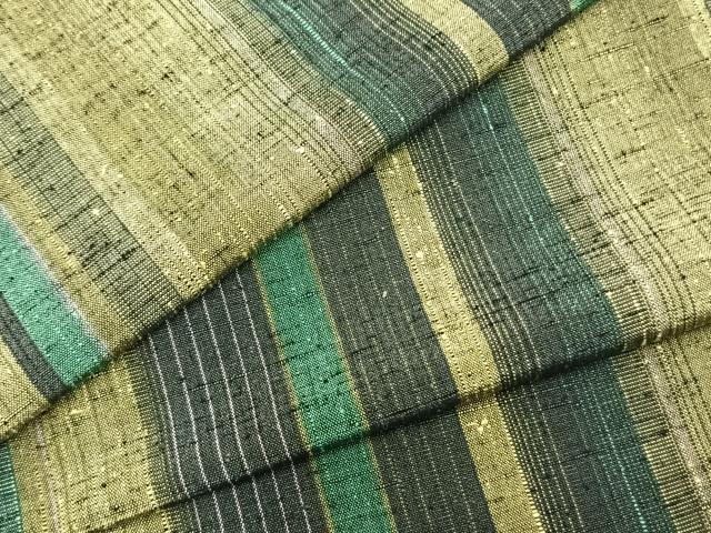 平和屋着物▽上質な紬　単衣　間道　正絹　逸品　AABB2257fy