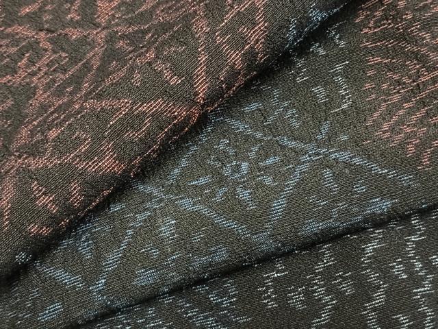 平和屋着物▽結城ちぢみ　単衣　切嵌文　正絹　逸品　未使用　AABB2296fy