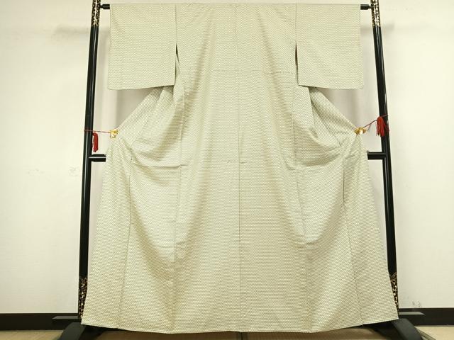 平和屋着物▽上質な小紋 単衣 亀甲柄 正絹 逸品 AABB2328fy