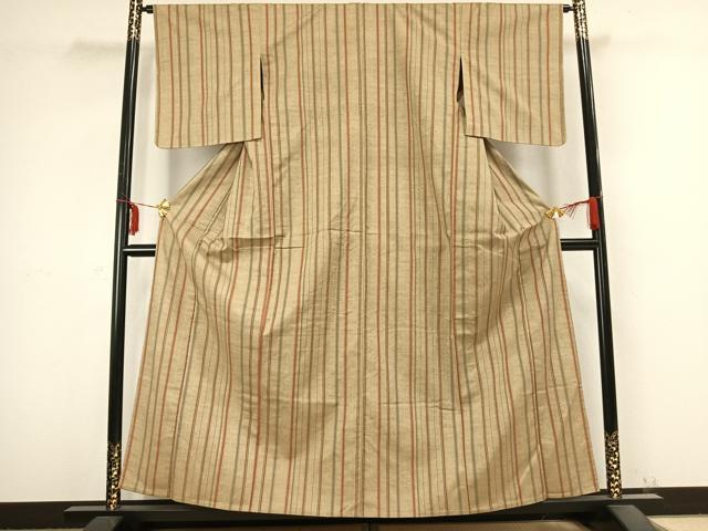 平和屋着物▽上質な紬 単衣 間道 正絹 逸品 未使用 AABB2334fy