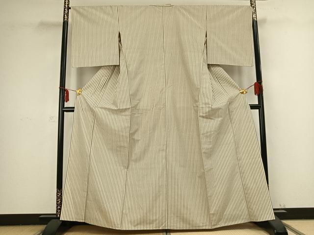 平和屋着物▽上質な紬　単衣　縞　正絹　逸品　AABB2369fy 平和屋着物▽上質な紬 単衣 縞 正絹 逸品 AABB2369fy 【公式通販】