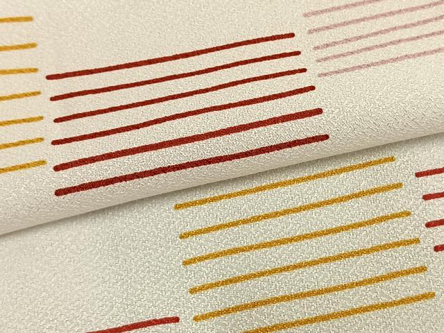 平和屋着物▽小紋 単衣 横縞 洗える着物 AABB2418fy