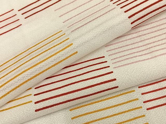 平和屋着物▽小紋　単衣　横縞　洗える着物　AABB2418fy