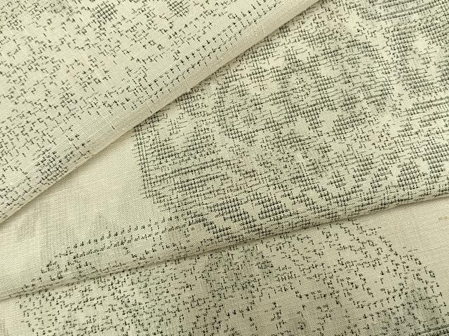 平和屋着物▽上質な紬 　単衣　亀甲花文　正絹　逸品　未使用　AABB2433fy