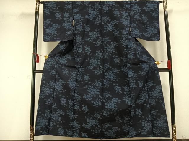 平和屋着物▽上質な紬　単衣　草花文　正絹　逸品　AABB2434fy 平和屋着物▽上質な紬 単衣 幾何学文様 正絹 逸品 未使用 AABB3894jh