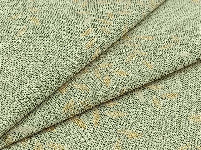 平和屋着物▽上質な紬　単衣　枝葉文　正絹　逸品　AABB2447jh