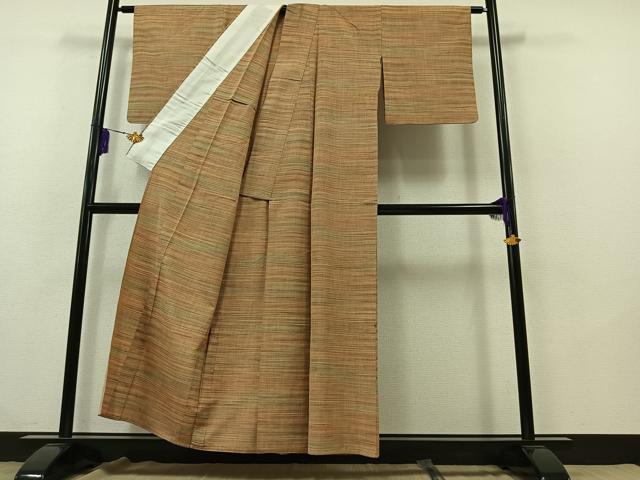 平和屋着物▽上質な紬 単衣 横段文 正絹 逸品 AABB2448jhの通販はau