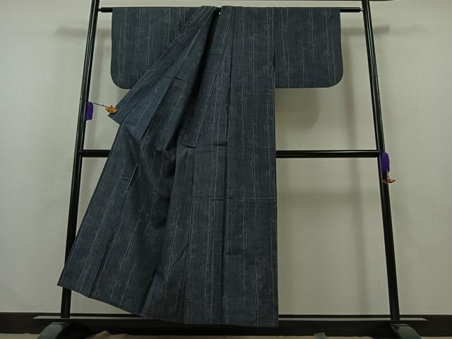 平和屋着物▽上質な紬 単衣 樹林文 正絹 逸品 AABB2456jh