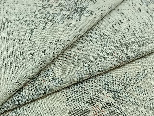 平和屋着物▽本場大島紬　白大島　単衣　9マルキ　草花文　正絹　逸品　未使用　AABB2460jh