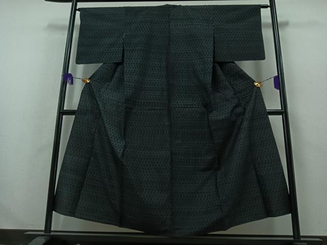 平和屋着物▽上質な紬 単衣 亀甲文 正絹 逸品 AABB2469jh 紬