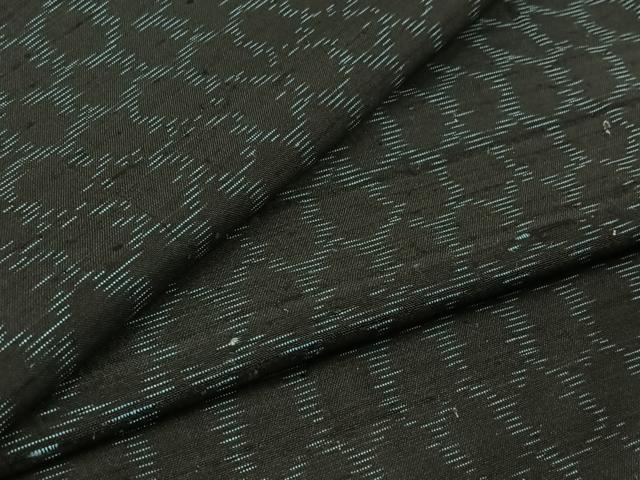 平和屋着物▽上質な紬　単衣　亀甲文　正絹　逸品　AABB2469jh