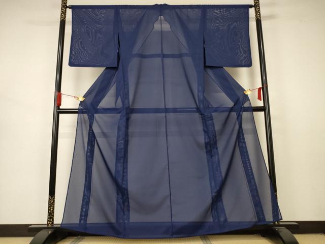 平和屋着物＊夏物　色無地　絽　青褐色　洗える着物　AABB2483jd