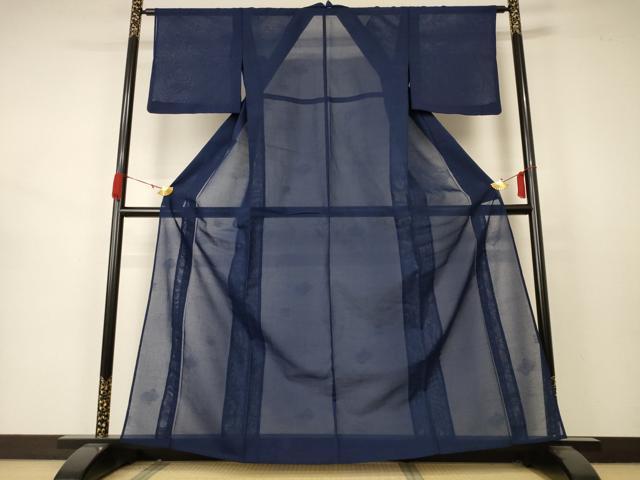 平和屋着物＊夏物　色無地　紗　留紺色　正絹　逸品　AABB2490jd