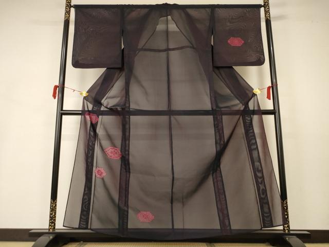 平和屋着物＊夏物　訪問着　紗　刺繍　花菱文　正絹　逸品　AABB2547jd