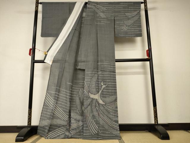 平和屋着物＊夏物　訪問着　生紬　舞蝶文　正絹　逸品　未使用　AABB2553jd_1