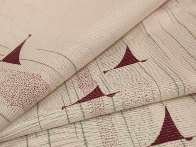 平和屋着物＊夏物　小紋　絽　鶴　暈し染め　洗える着物　AABB2570jd