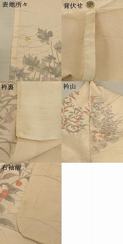 平和屋着物＊夏物　小紋　絽　手描き　草花文　正絹　逸品　AABB2590jd_7