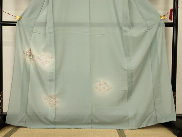 平和屋着物＊夏物 訪問着 絽 草花文 銀彩 正絹 逸品 AABB2607jd