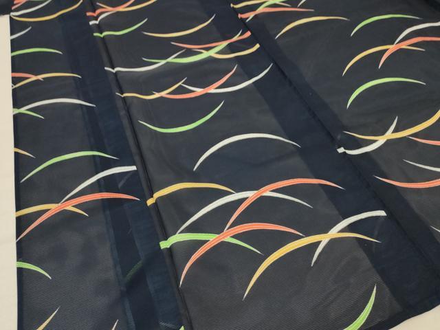 平和屋着物＊夏物 小紋 絽 芝文 洗える着物 AABB2610jd