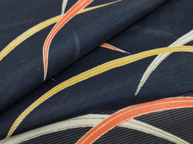 平和屋着物＊夏物　小紋　絽　芝文　洗える着物　AABB2610jd